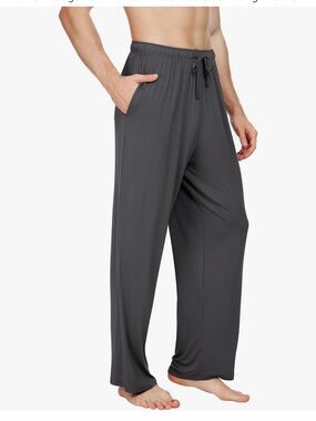 WiWi Men's Bamboo Knit Sleep Pants Lightweight Pajama Bottoms with Pockets